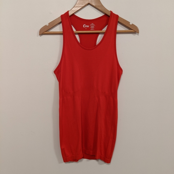 Zyia Active Copper Charged Seamless Racerback Performance Stretch Tank Top Red S - Picture 3 of 13